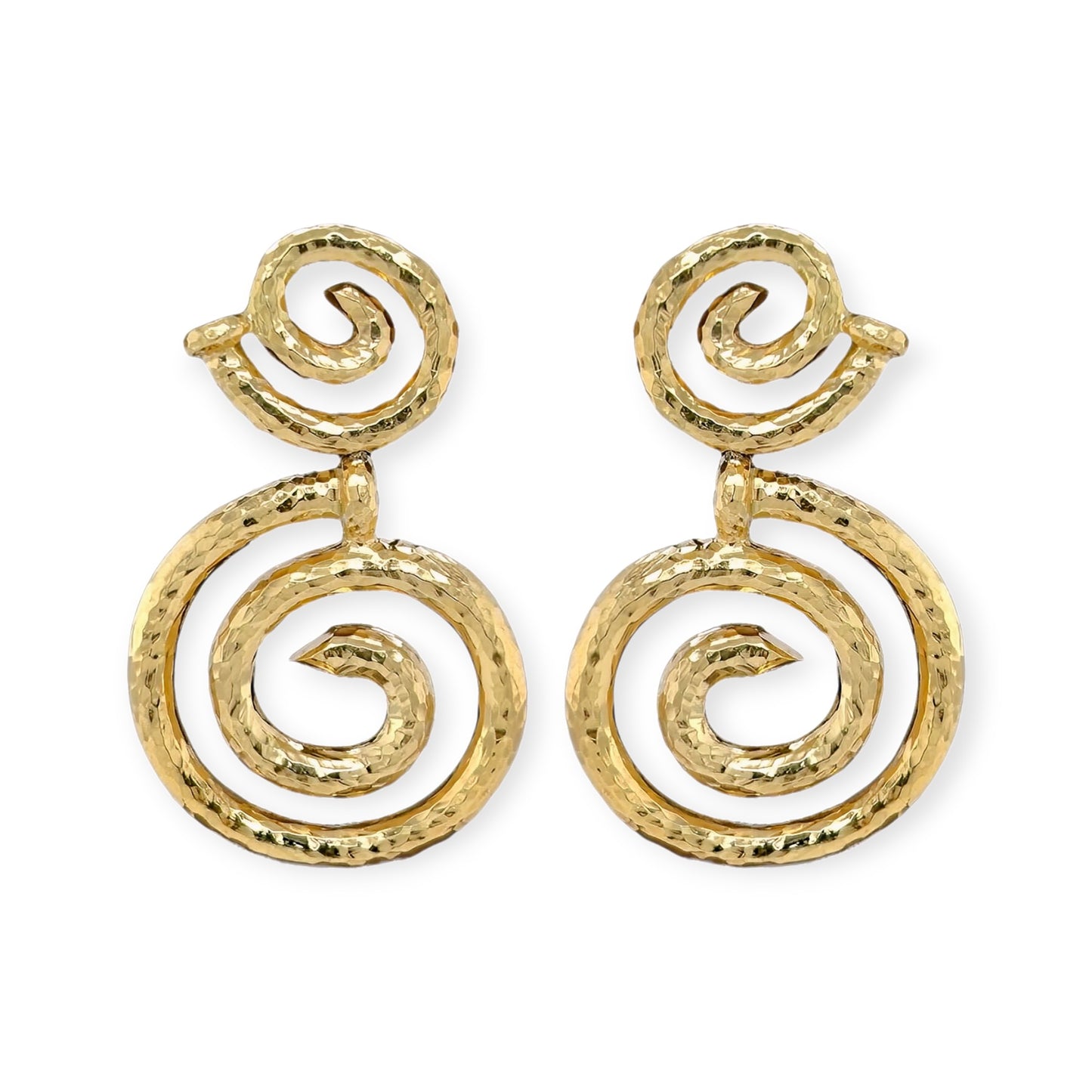 David Webb Spiral Nail Hammered Gold Earrings