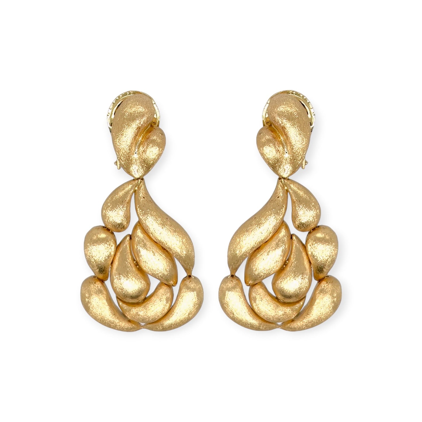 Yvel Stylized Brushed Gold Drop Earrings