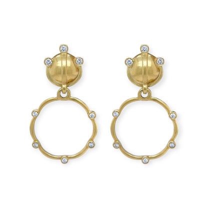Elizabeth Rand Gold Diamond Hoop Drop Earrings