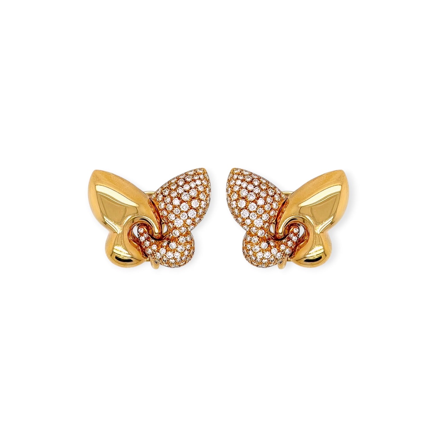 Bulgari Farfalla Gold Diamond Butterfly Earrings