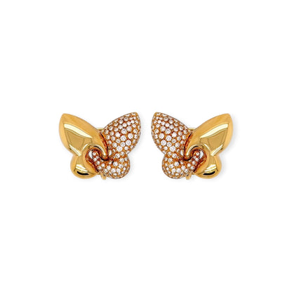 Bulgari Farfalla Gold Diamond Butterfly Earrings