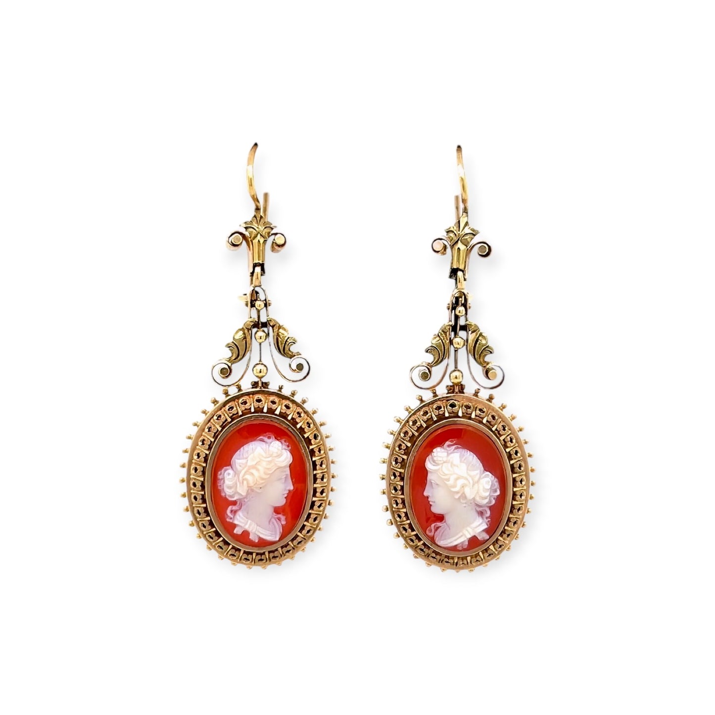 Antique Agate Cameo Earrings