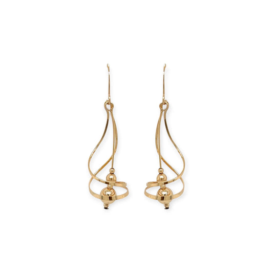 Gold Open Spiral Dangle Earrings