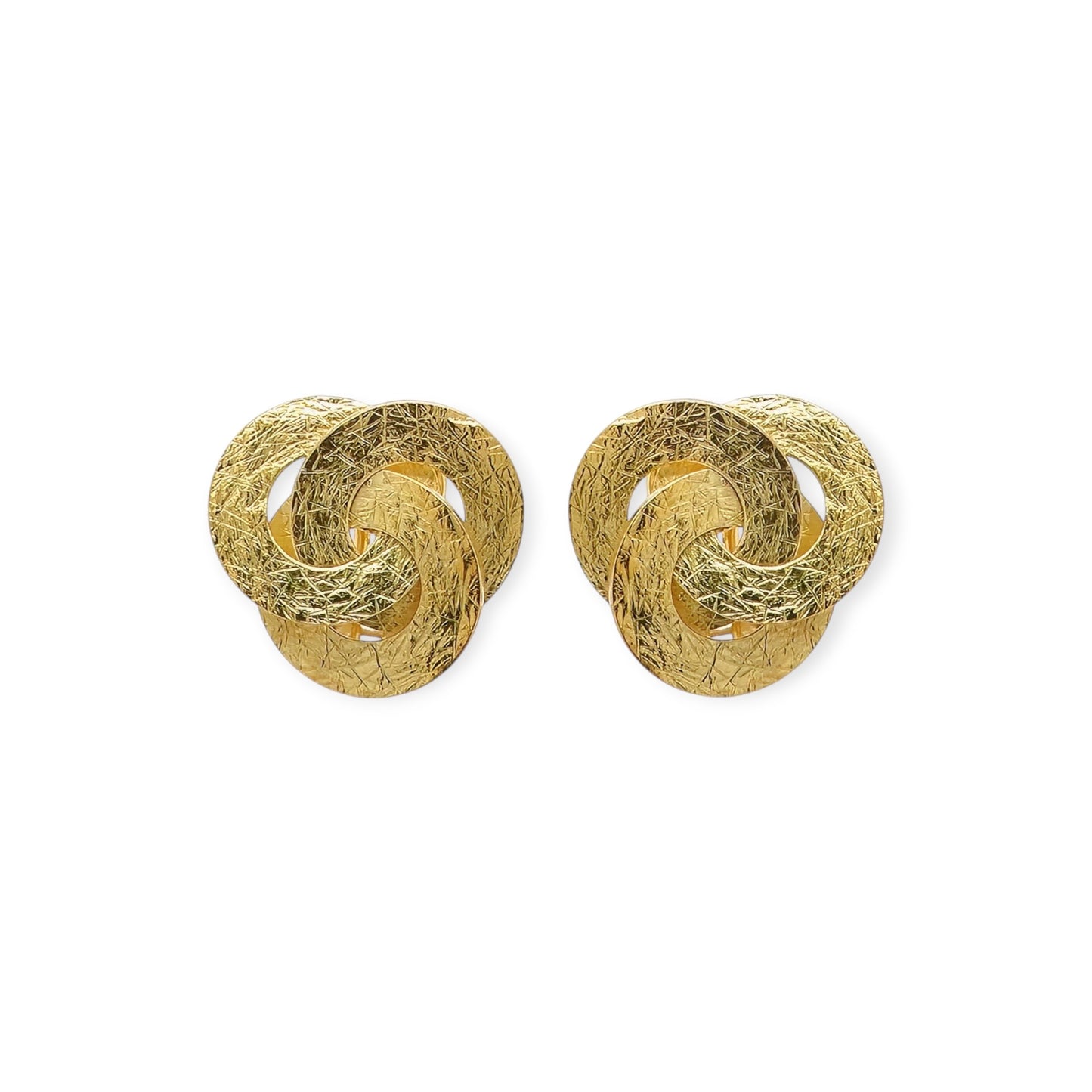 Textured Gold Circle Link Earrings