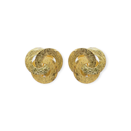 Textured Gold Circle Link Earrings