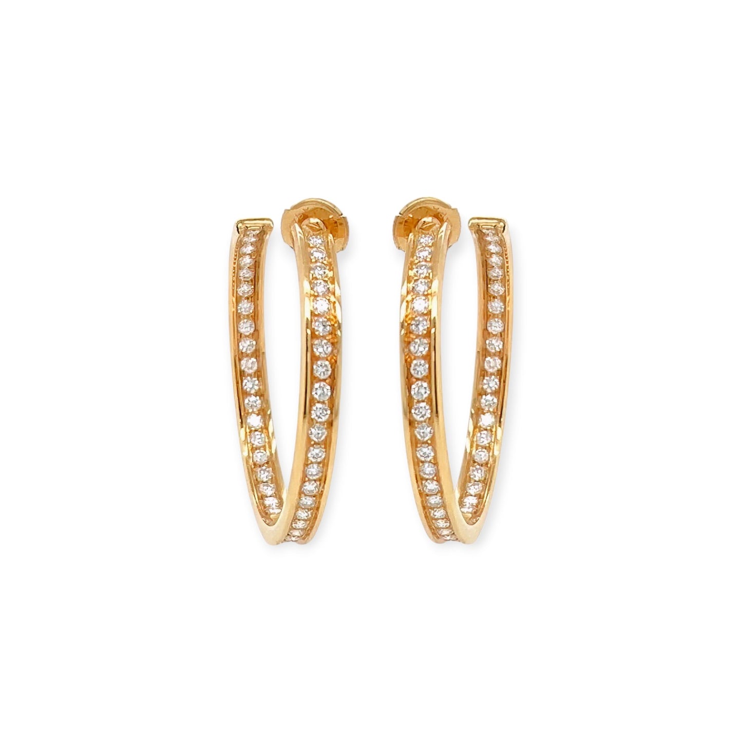 Cartier Medium Gold Diamond Hoop Earrings