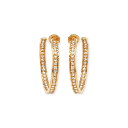 Cartier Medium Gold Diamond Hoop Earrings