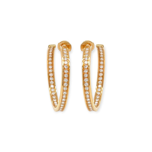 Cartier Medium Gold Diamond Hoop Earrings