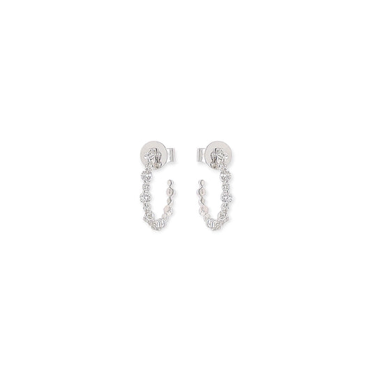 White Gold Diamond 3/4 Hoop Earrings