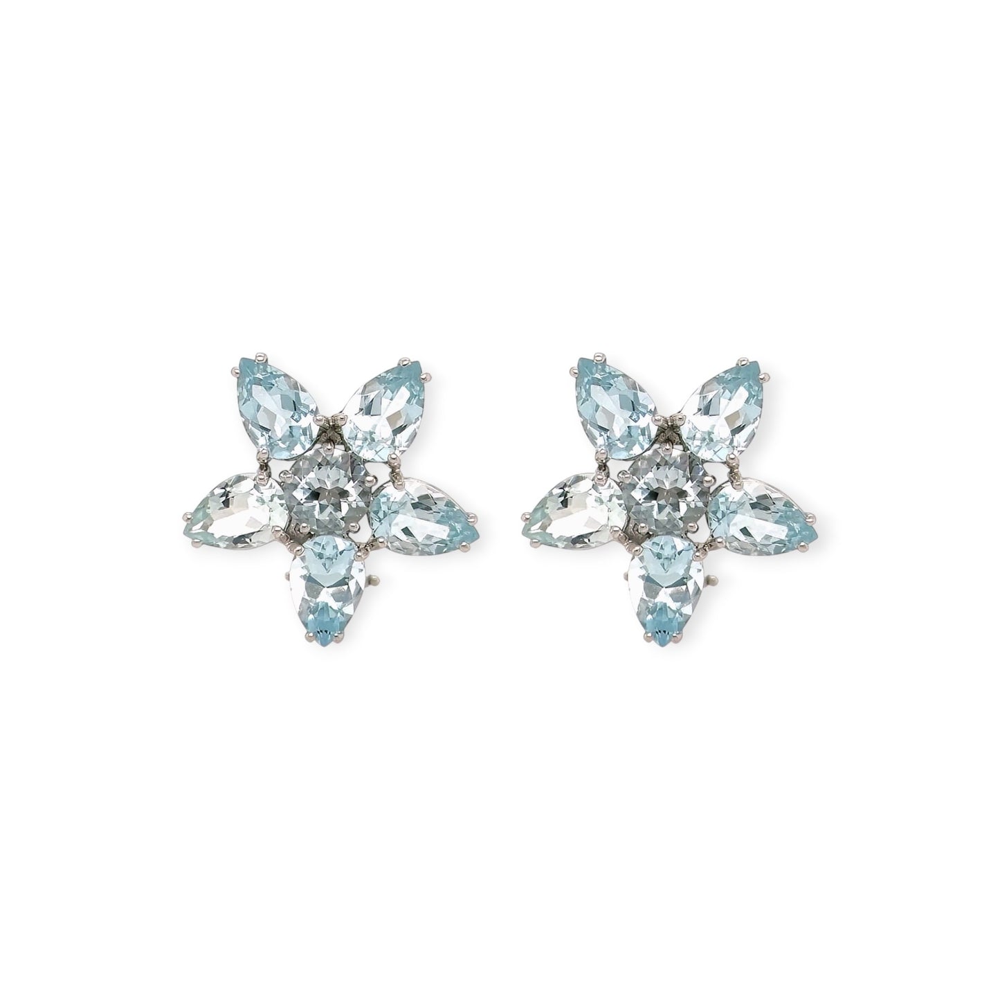 Mish Aquamarine Star White Gold Earrings