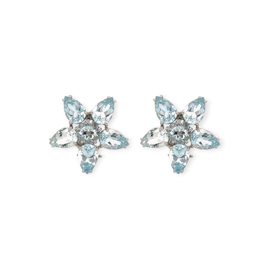 Mish Aquamarine Star White Gold Earrings