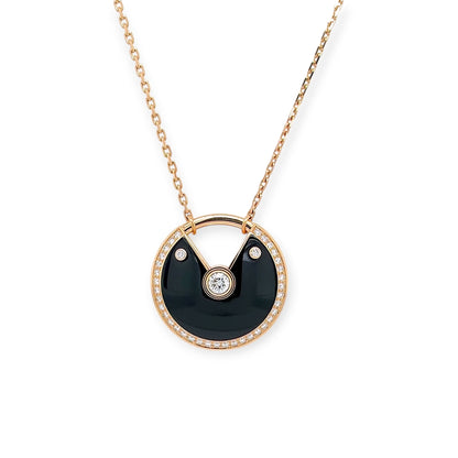 Cartier Amulette Black Onyx Diamond Pendant Necklace