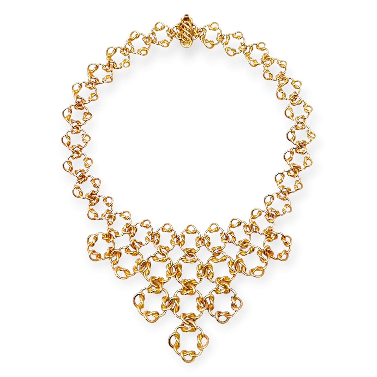 French Gold Knotted Link Bib Necklace