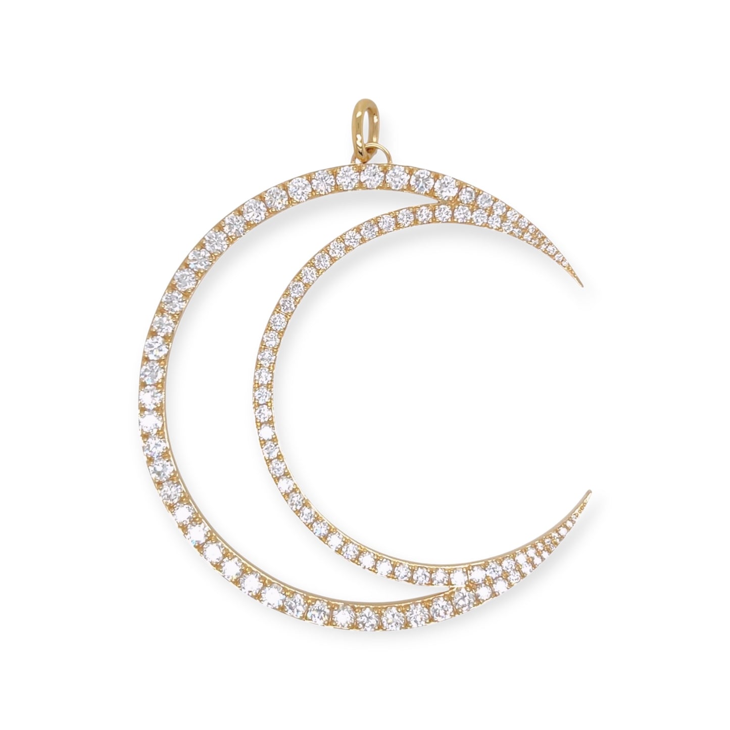 Gold Diamond Open Crescent Pendant