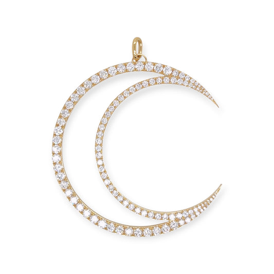Gold Diamond Open Crescent Pendant