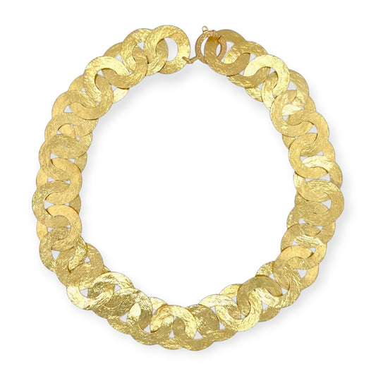 Textured Gold Circle Link Necklace