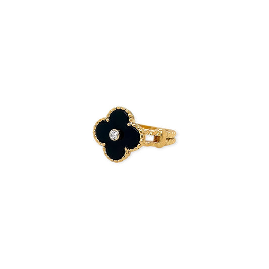 Van Cleef Alhambra Black Onyx Diamond Ring