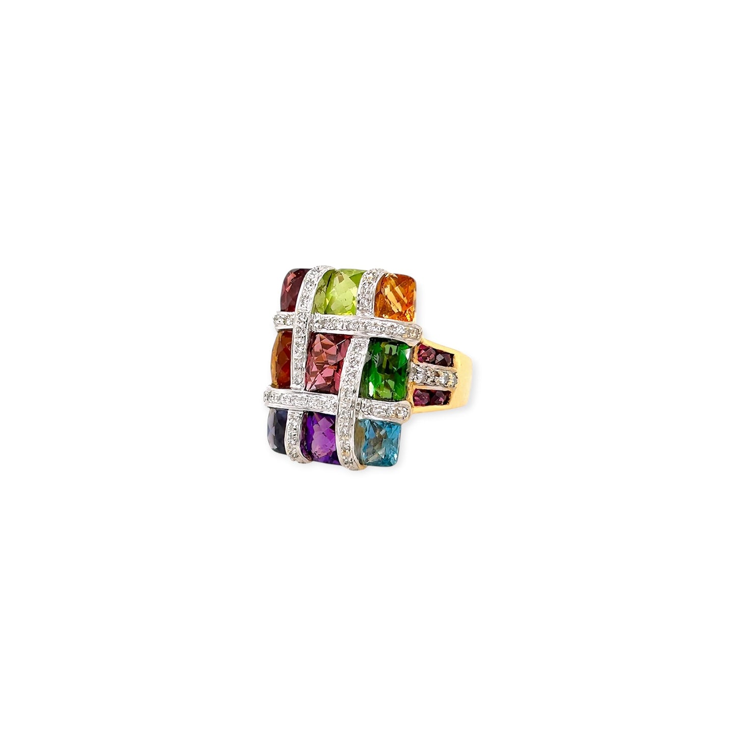 Bellarri Multi Gem Mosaic Gold Ring