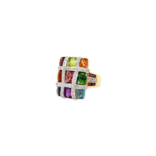 Bellarri Multi Gem Mosaic Gold Ring