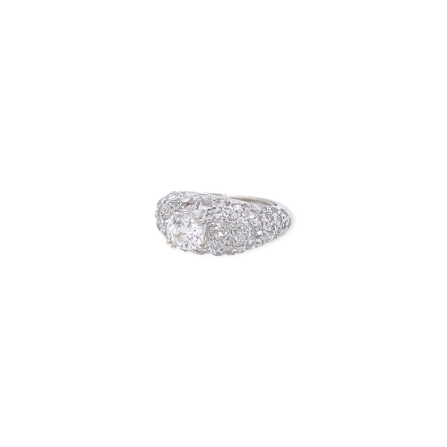 Rene Boivin White Gold Diamond Bombe Ring