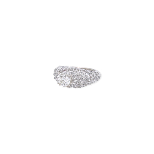 Rene Boivin White Gold Diamond Bombe Ring