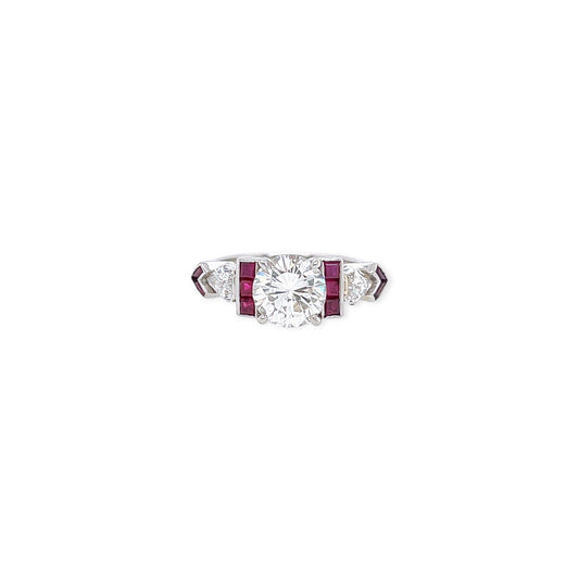Raymond Yard Platinum Diamond Ruby Ring