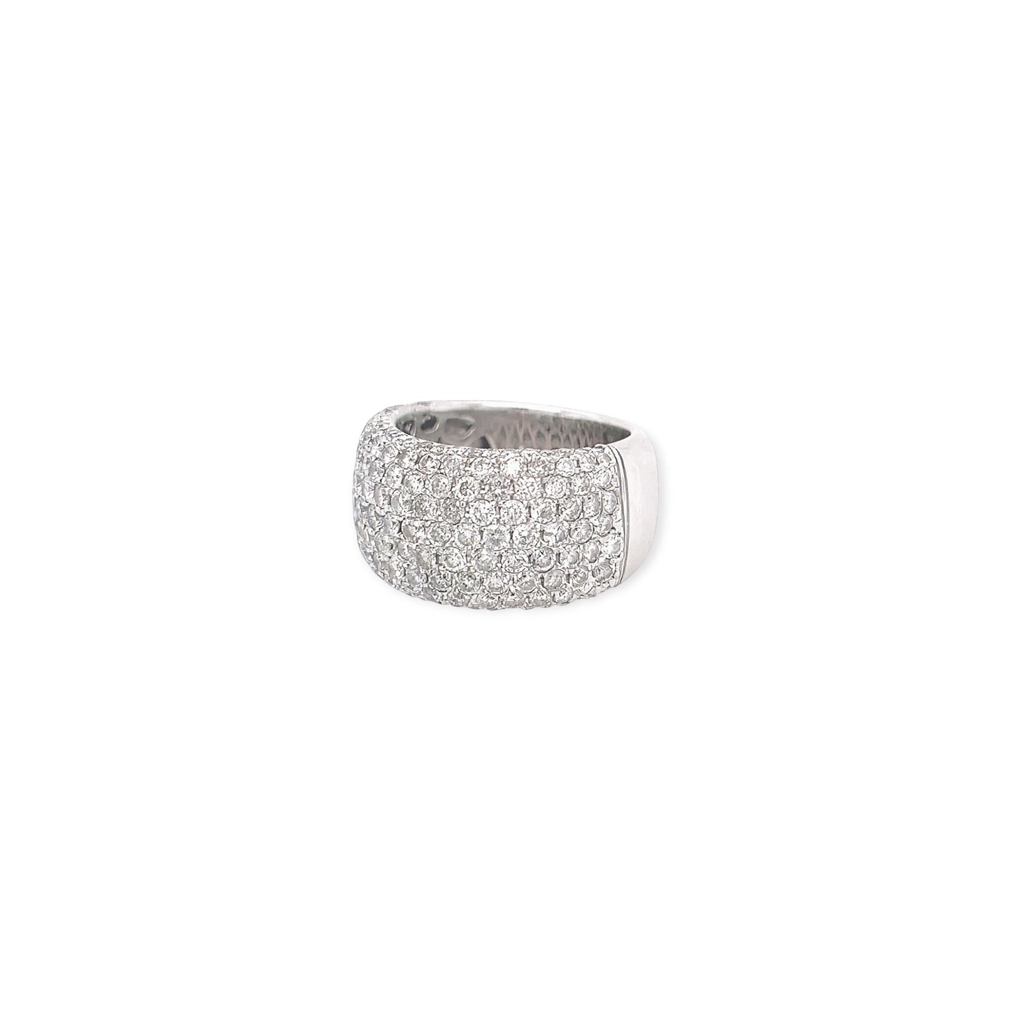 Wide Pave Diamond White Gold Band Ring