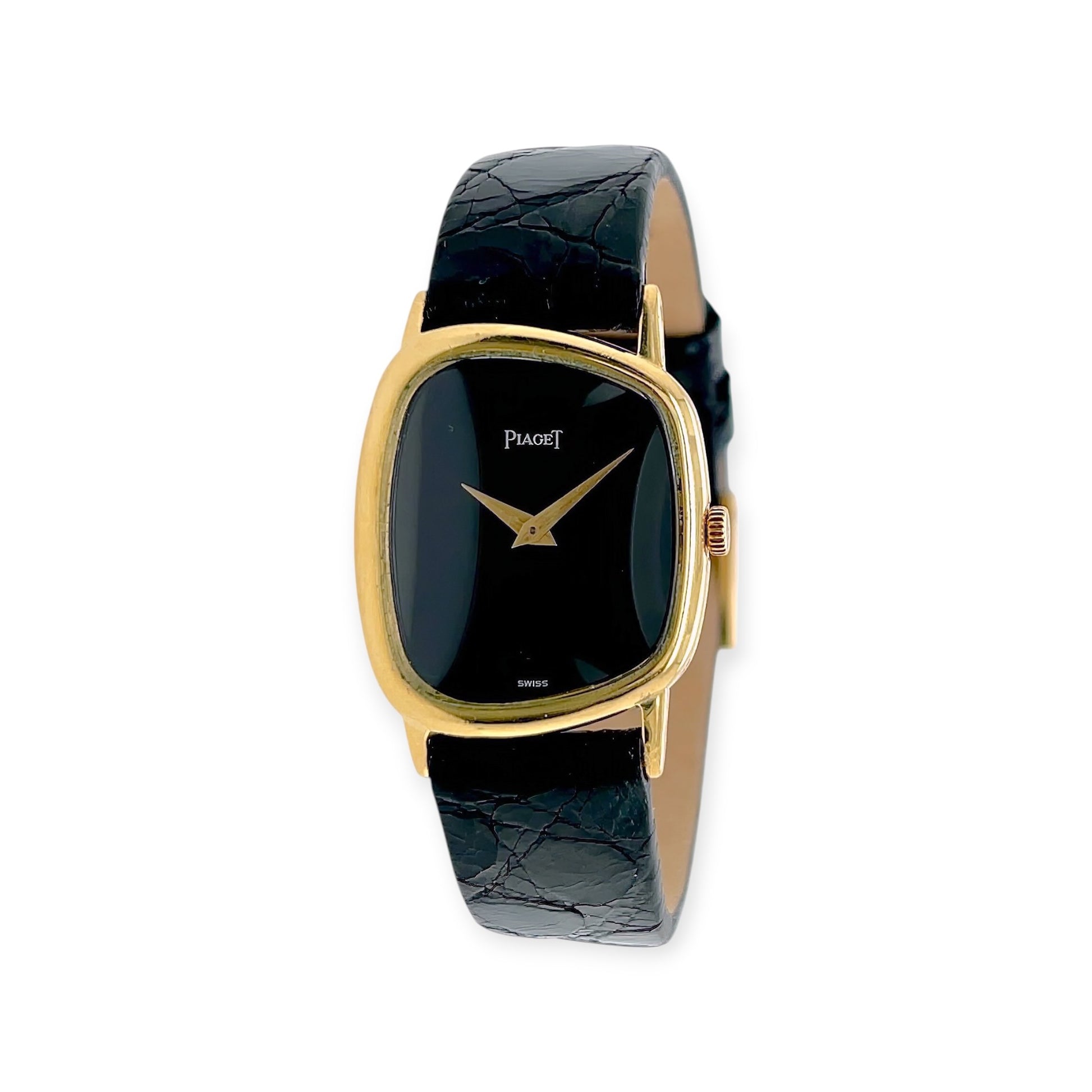 Gold Crocodile Watch 1970s Piaget Asymmetric Gold Crocodile Strap
