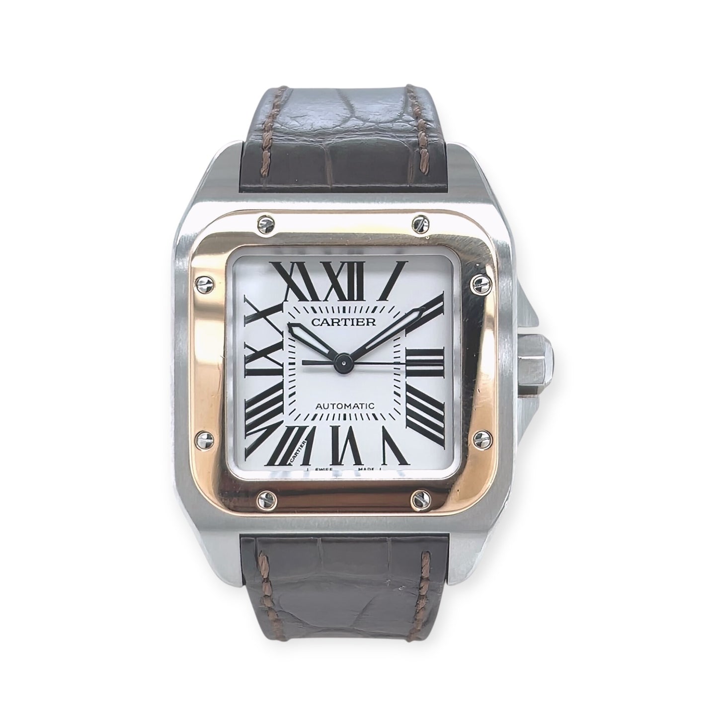 Cartier Santos 100 Stainless Steel Rose Gold Watch