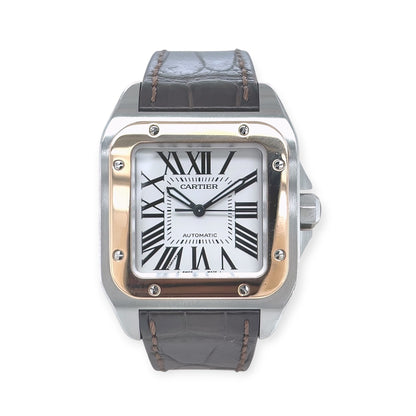 Cartier Santos 100 Stainless Steel Rose Gold Watch