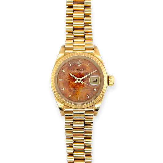 Rolex Oyster Perpetual Datejust Gold Wood Watch