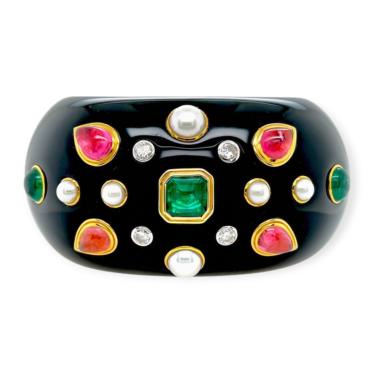 Verdura Multi Gem Black Jade Cuff Bracelet