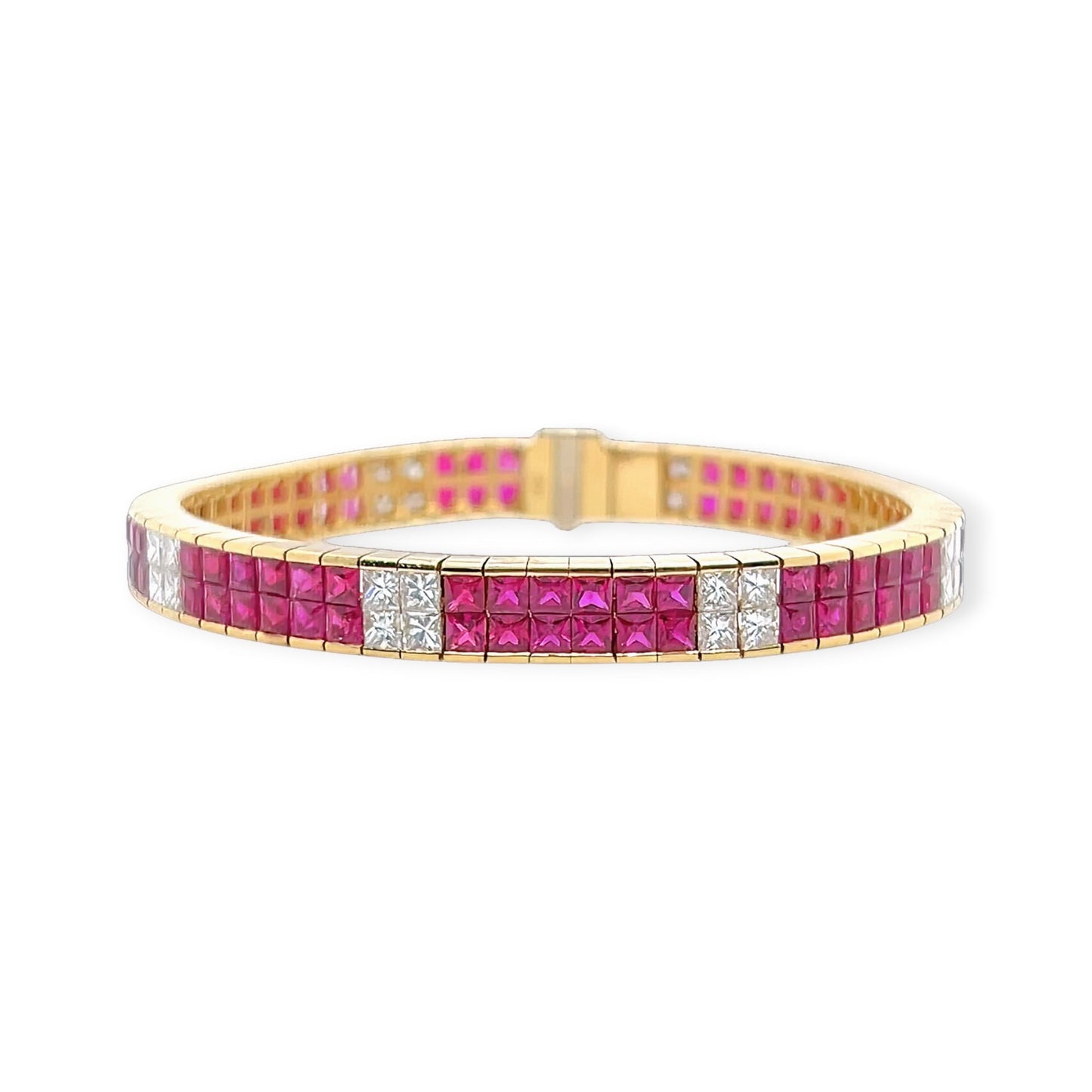 Ruby Diamond Flexible Gold Bracelet