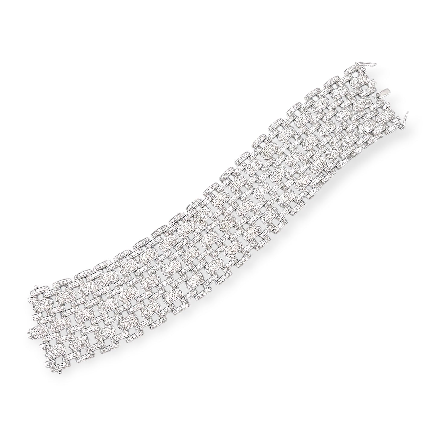 White Gold Diamond Flexible Wide Link Bracelet