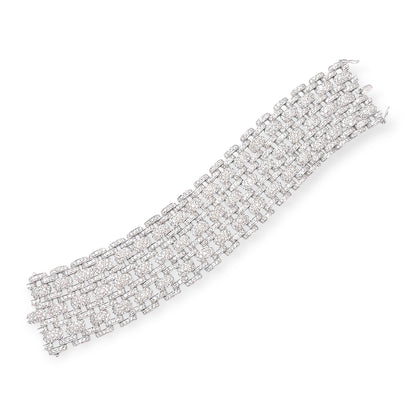 White Gold Diamond Flexible Wide Link Bracelet