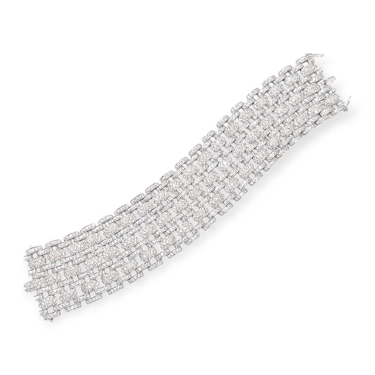 White Gold Diamond Flexible Wide Link Bracelet