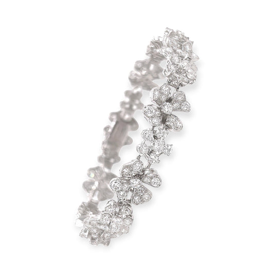 French Platinum Diamond Floral Bracelet