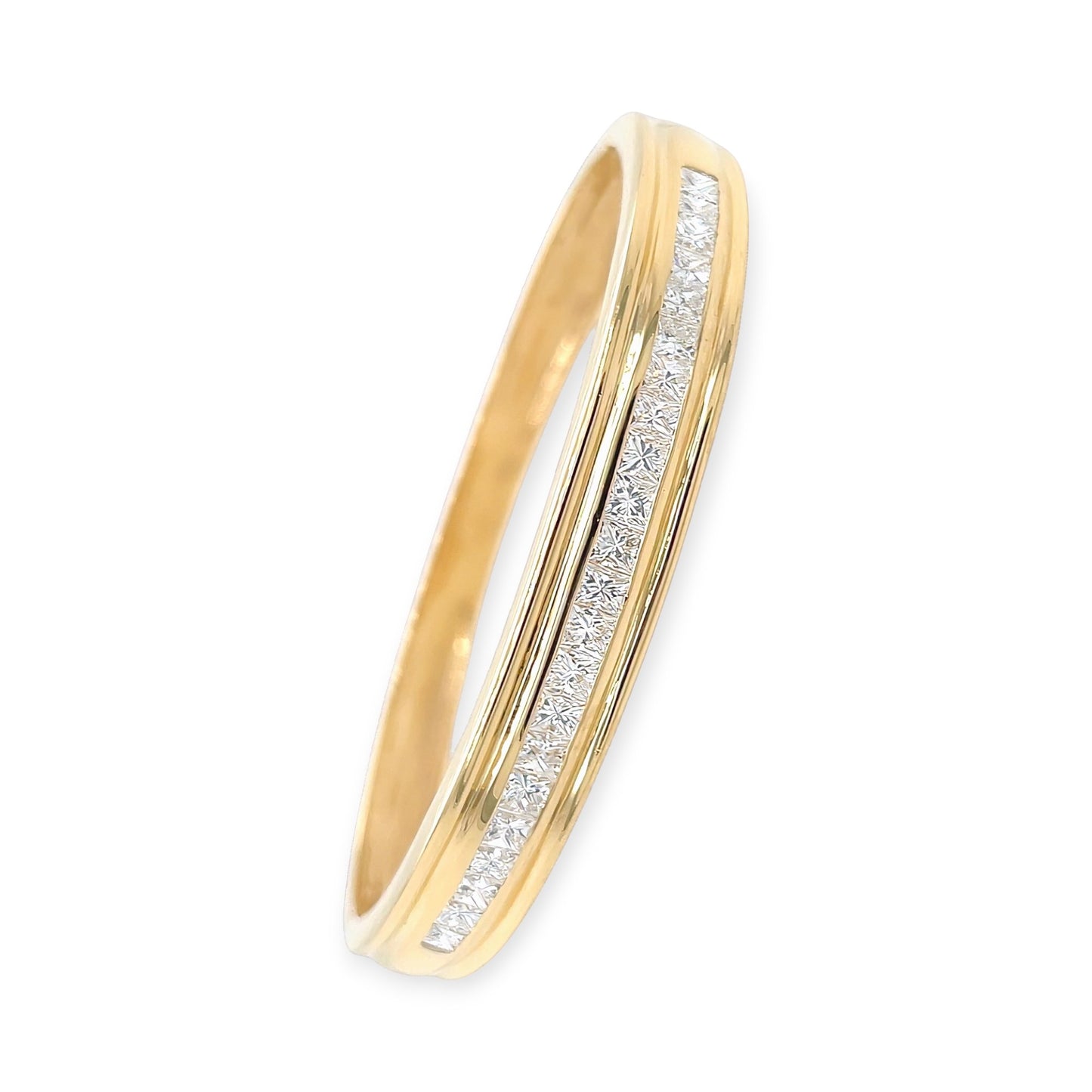 Gold Diamond Oval Bangle Bracelet