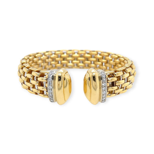 Fope Gold Diamond Flexible Cuff Bracelet
