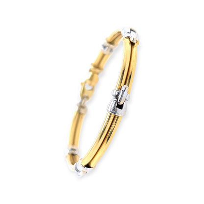 Two Tone Gold Bar Link Bracelet