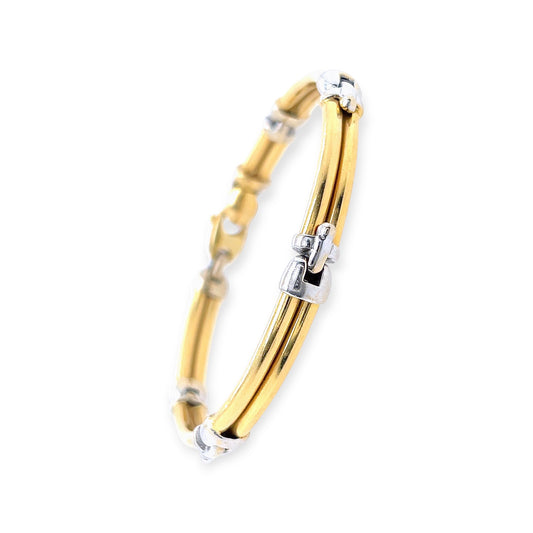 Two Tone Gold Bar Link Bracelet
