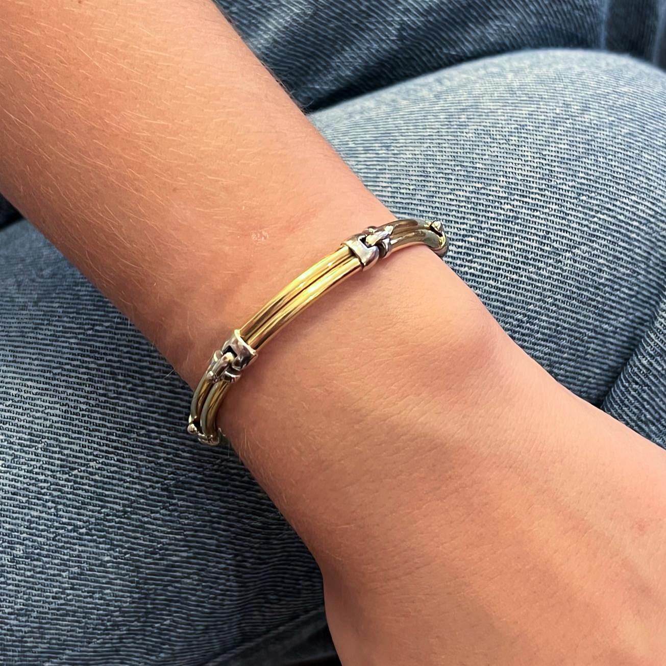 Two Tone Gold Bar Link Bracelet
