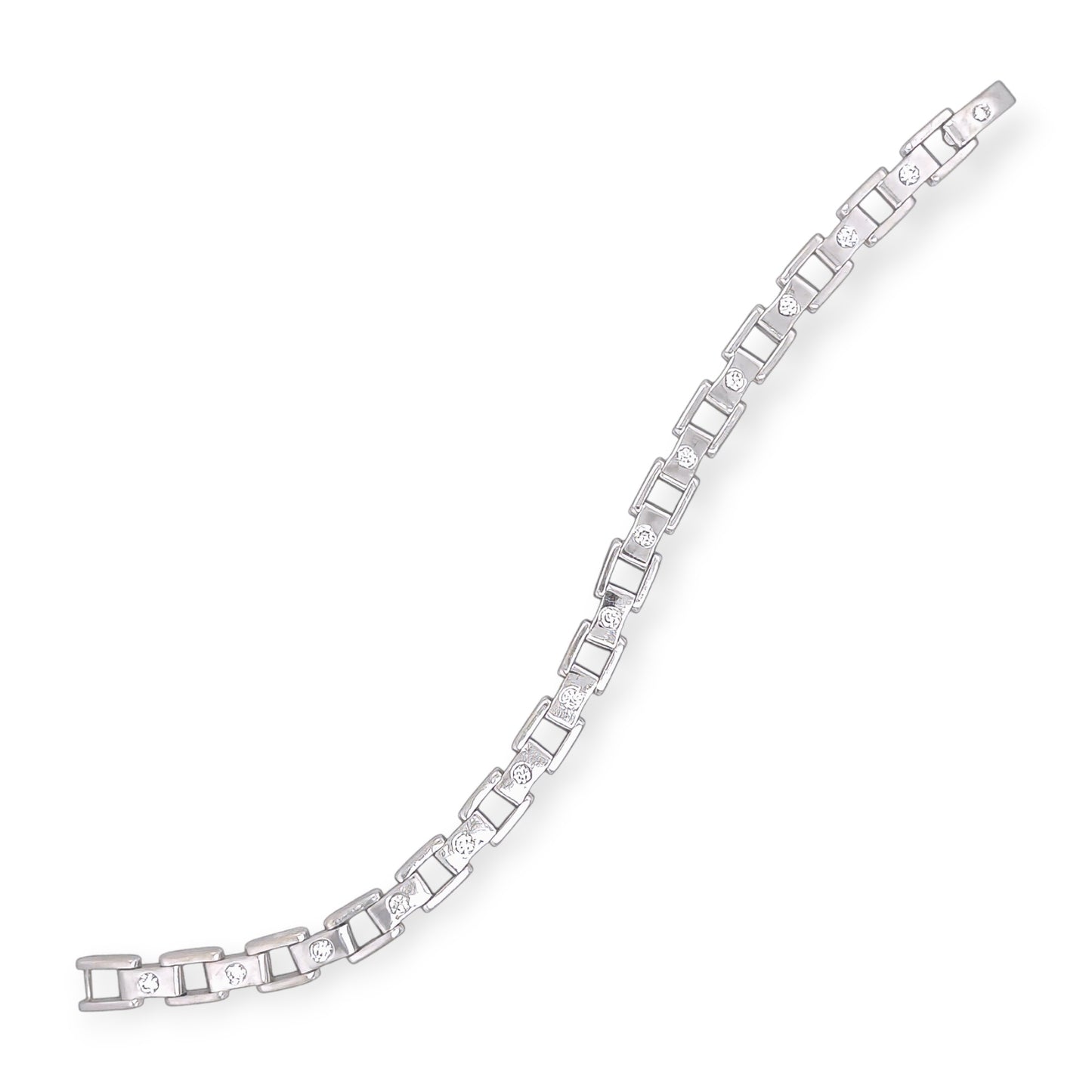 White Gold Diamond Rectangular Bar Bracelet