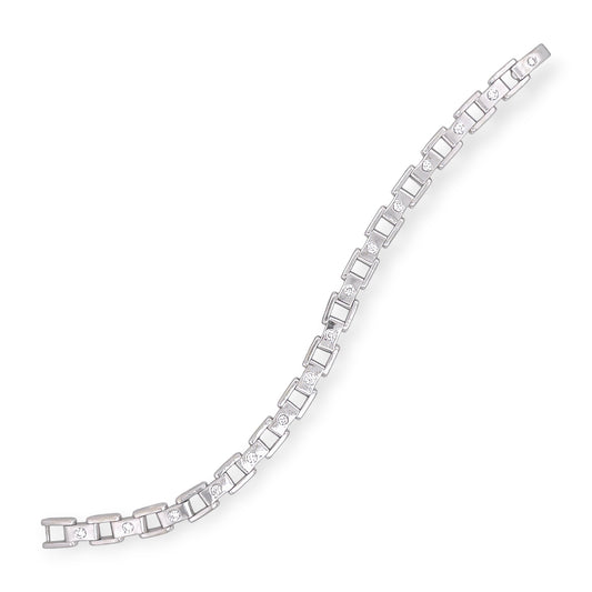 White Gold Diamond Rectangular Bar Bracelet