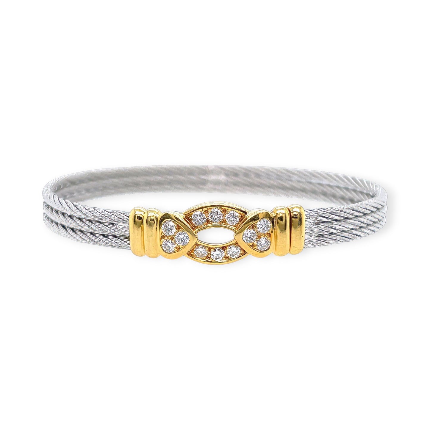 Fred Paris Force 10 Steel Gold Diamond Bracelet