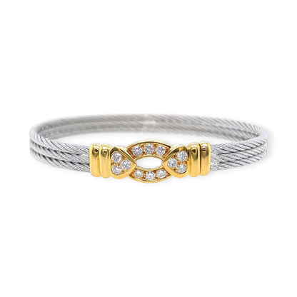 Fred Paris Force 10 Steel Gold Diamond Bracelet