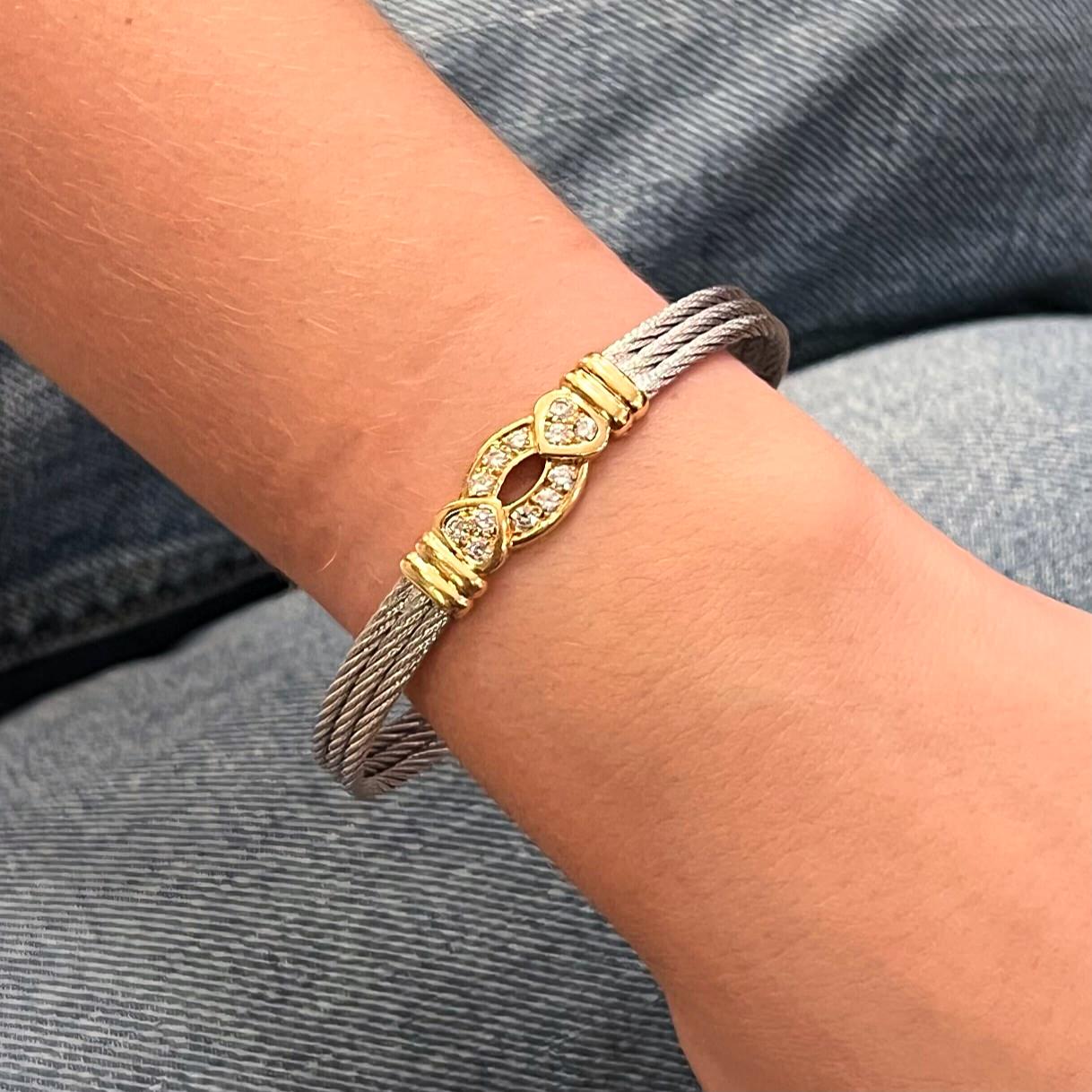 Fred Paris Force 10 Steel Gold Diamond Bracelet