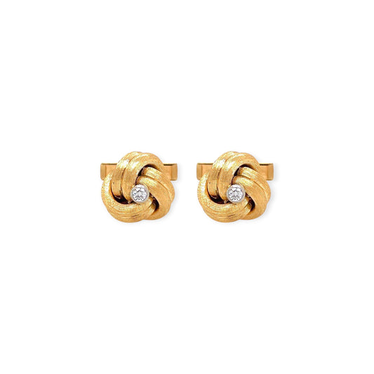 Tiffany Brushed Gold Diamond Knot Cufflinks