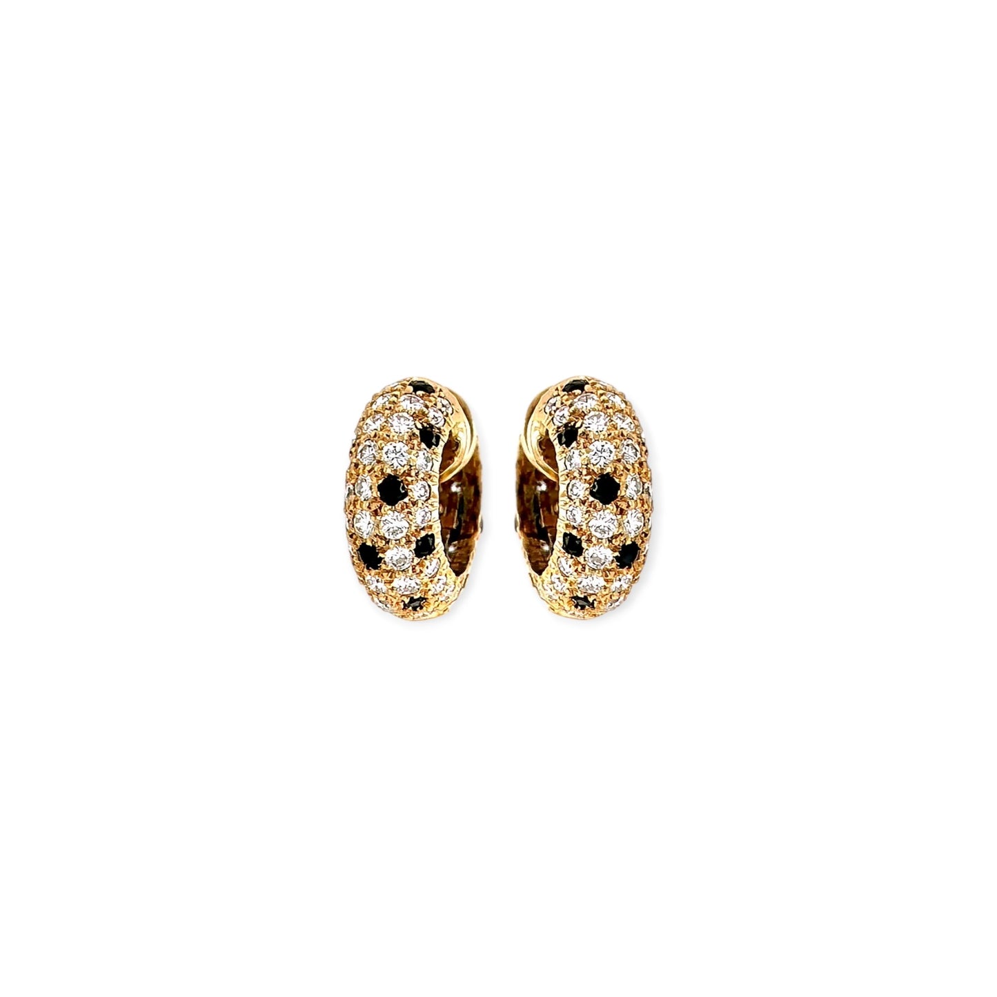 Van Cleef Black Onyx Diamond Hoop Earrings