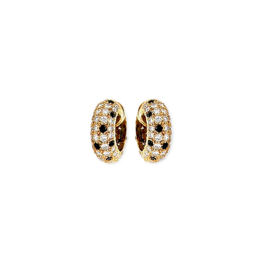 Van Cleef Black Onyx Diamond Hoop Earrings
